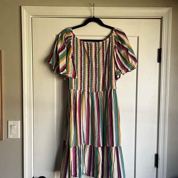 Multicolor Striped Tiered Dress - Picture 4 of 5